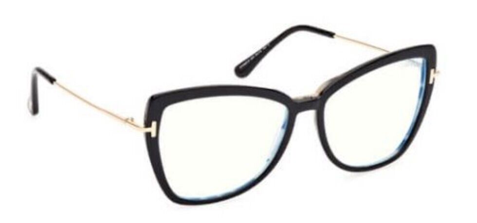 Tom Ford FT5882-B 005 Shiny Black/Blue Block Butterfly Women's Eyeglasses