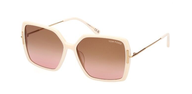 Tom Ford FT1039 Joanna 25F Shiny Ivory/Amber Butterfly Women's Sunglasses