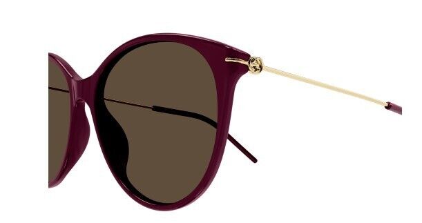 Gucci GG 1268S 003 Burgundy-Gold/Brown Cat Eye Women's Sunglasses