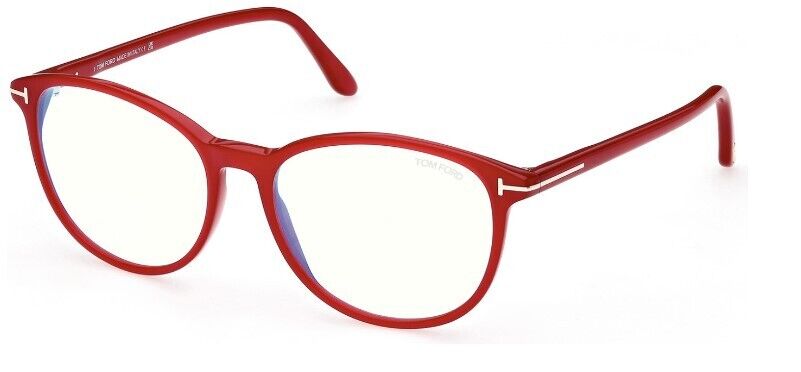 Tom Ford FT5810-B 074 Shiny Red/Blue Block Cat-Eye Men's Eyeglasses