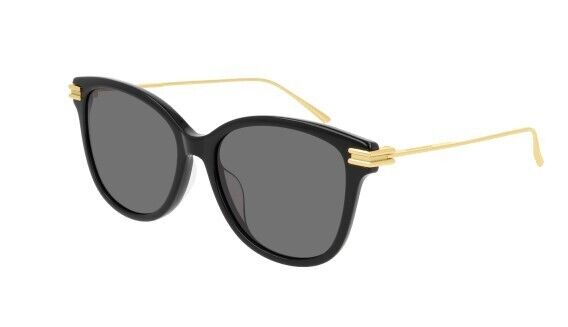 Bottega Veneta BV 1048SA 001 Black-Gold/Grey Rectangular Women's Sunglasses