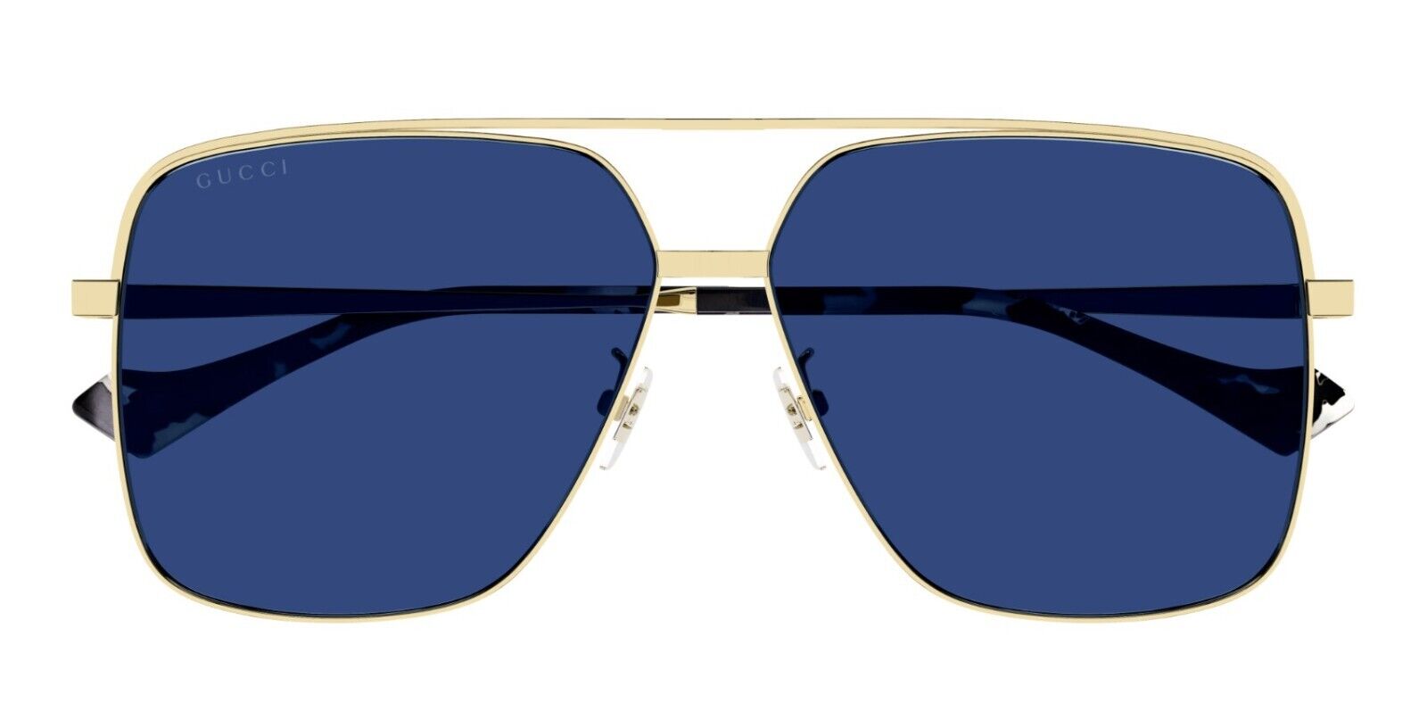 Gucci GG1099SA 002 Gold/Blue Oversized Teardrop Men's Sunglasses