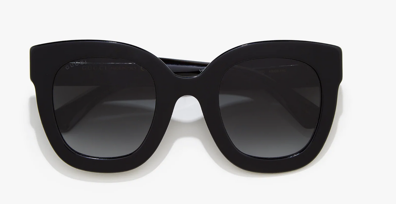 Gucci GG 0208 S 001 Round Oval Black Grey Gradient Sunglasses