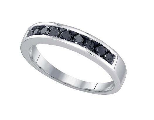 Sterling Silver Black Diamond Womens Band Ring 1/2 Cttw