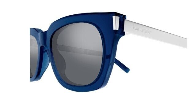 Saint Laurent SL 582 003 Blue-Silver/Silver Rectangular Men's Sunglasses