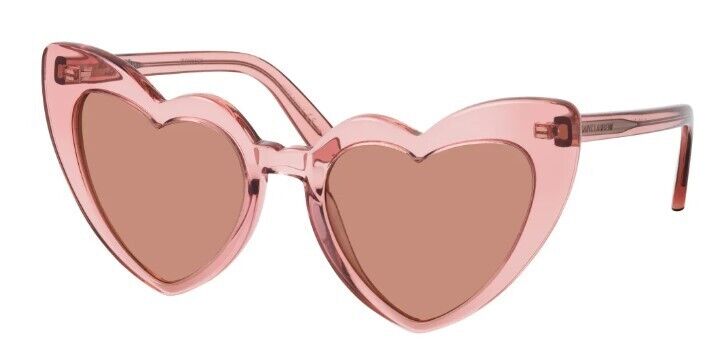 Saint Laurent SL181 LOULOU 023 Pink/Brown Transparent Heart Women's Sunglasses