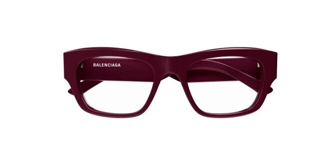 Balenciaga BB0264O 004 Burgundy Rectangular Unisex Eyeglasses