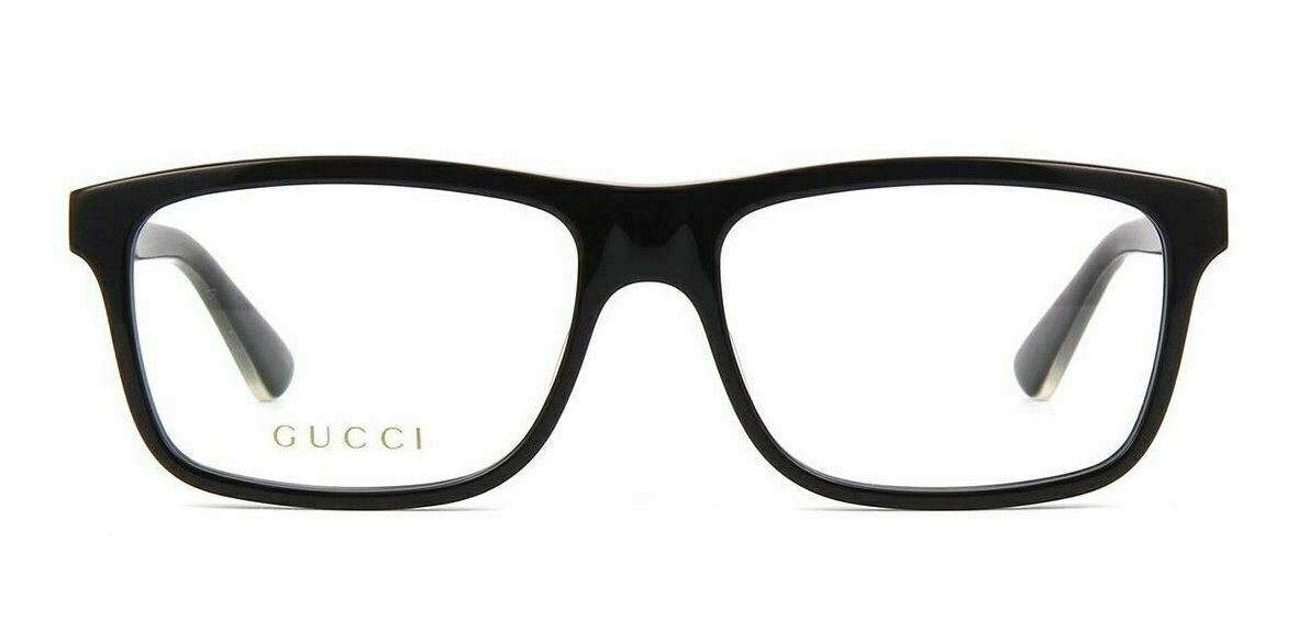 Gucci GG 0384 O 004 Black Rectangular Unisex Eyeglasses