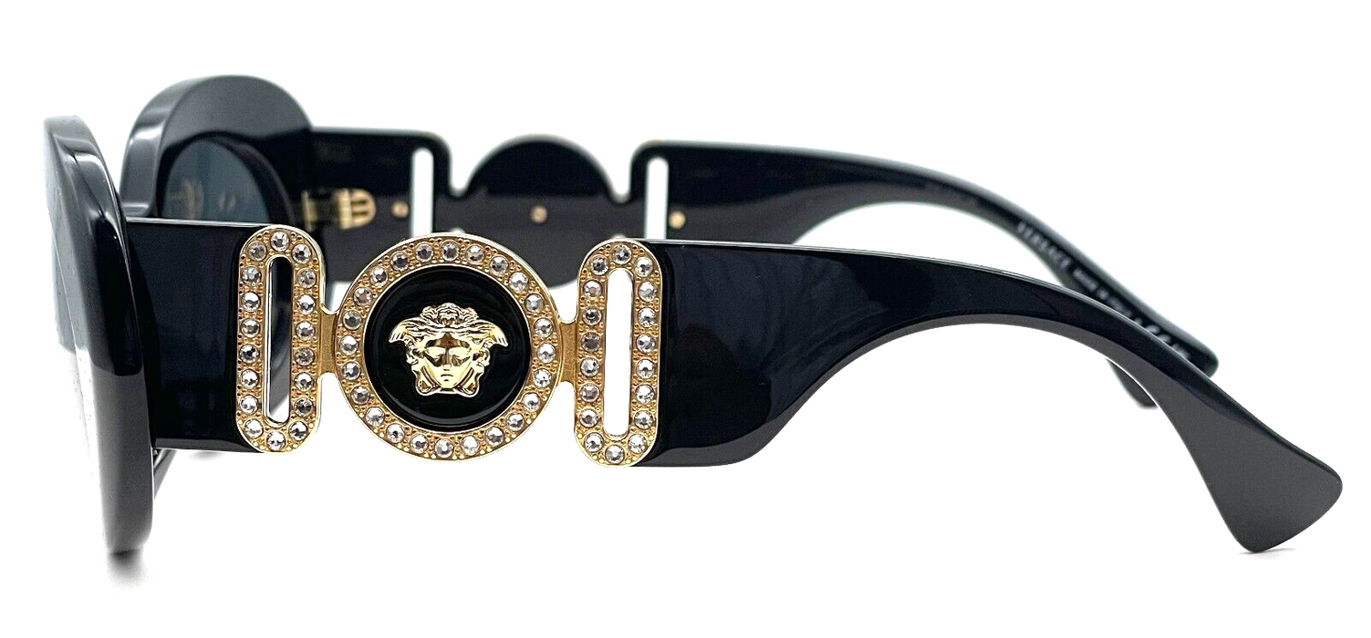Versace VE4426BU GB1/87 Black-Gold/Dark Gray Oval Women's Sunglasses