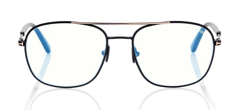 Tom Ford FT5830-B 001 Shiny Black/Blue Block Men's Eyeglasses