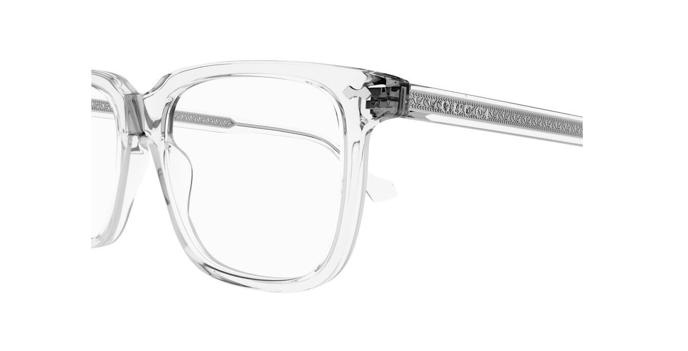 Gucci GG0737O 018 Transparent Crystal Oversized Rectangular Men's Eyeglasses