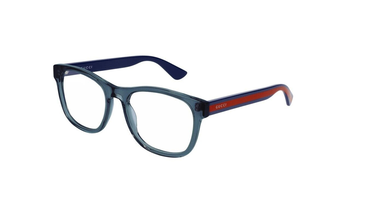 Gucci GG0004ON 012 Blue with Red Stripe Square Men's Eyeglasses