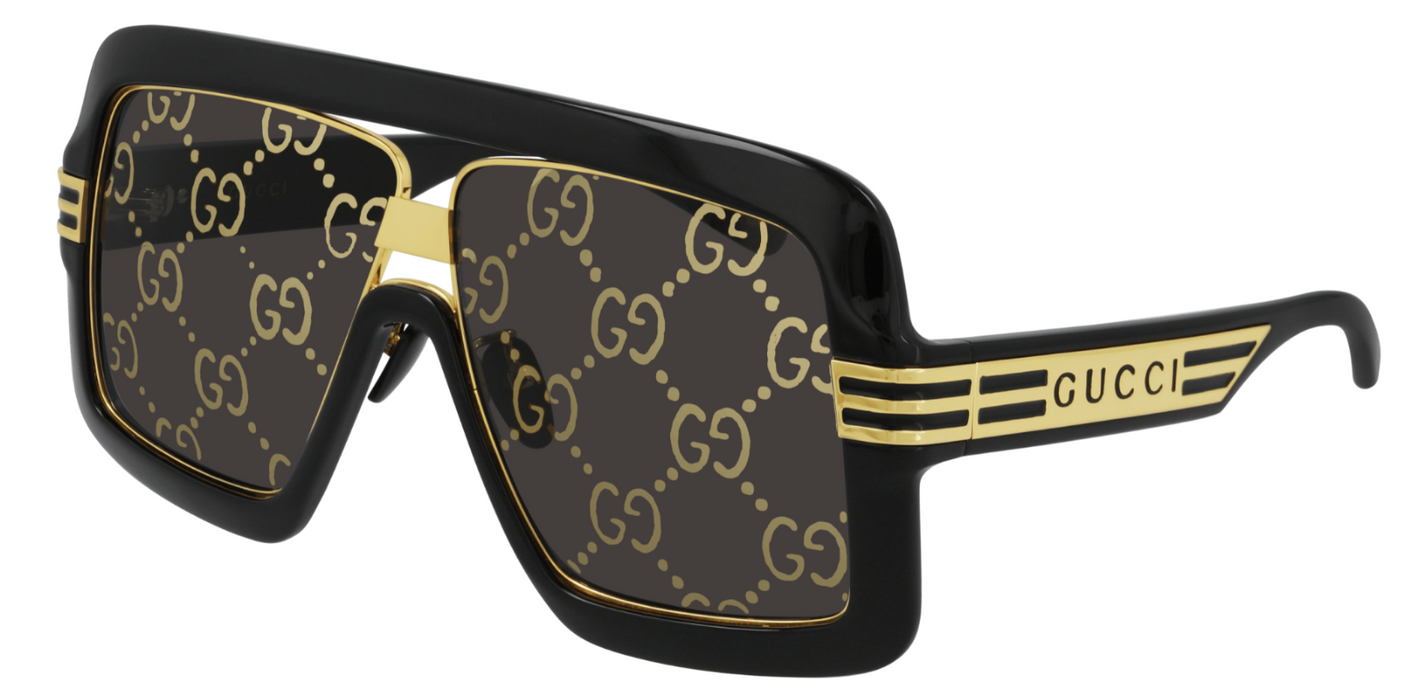 Gucci GG 0900S 001 Black/Grey Oversized Rectangular Men's Sunglasses