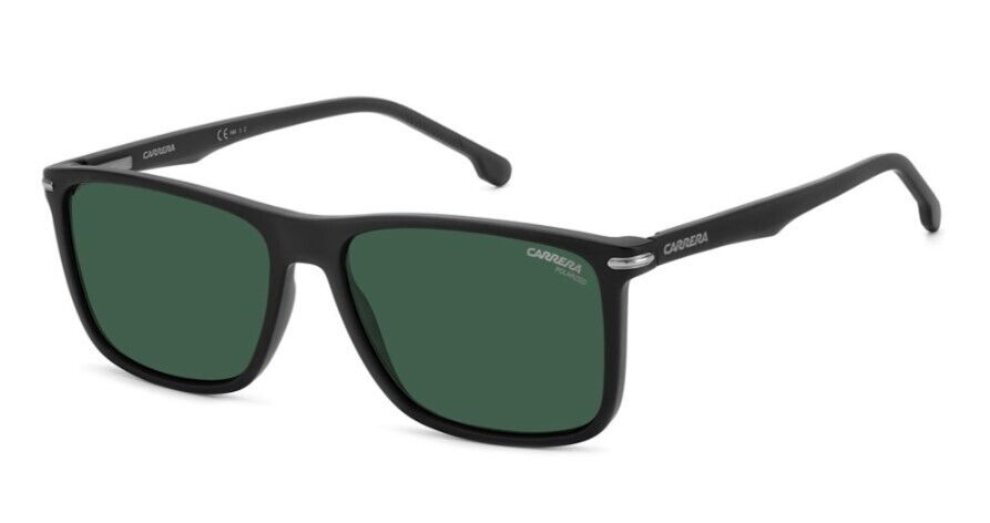 Carrera 298/S 0003 UC Matte Black/Green Polarized Rectangle Men's Sunglasses