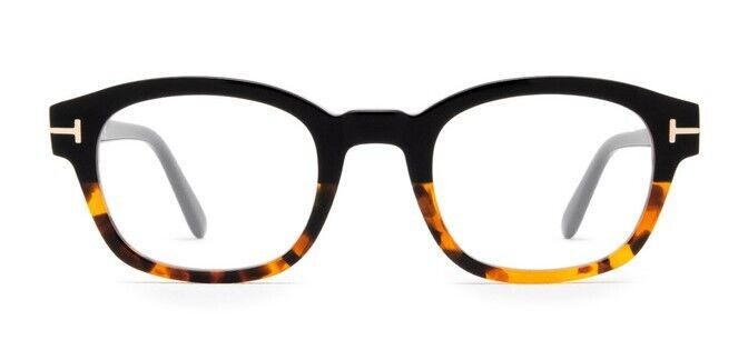 Tom Ford FT5808-B 005 Black Havana/Blue Block Square Men's Eyeglasses