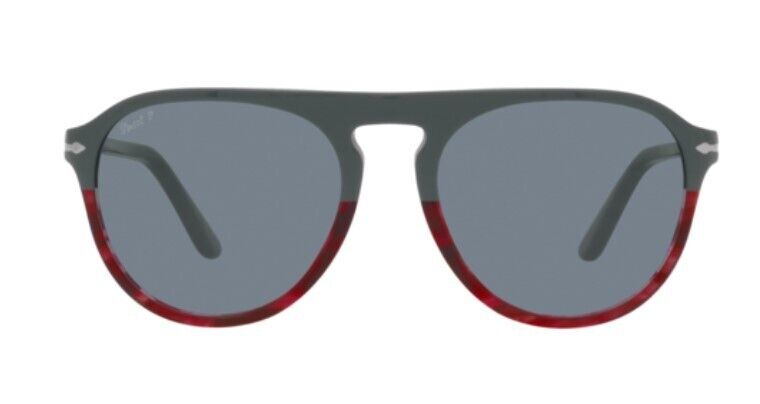 Persol 0PO3302S 117656 Grey-Striped Amarena/Light Blue Pilot Unisex Sunglasses