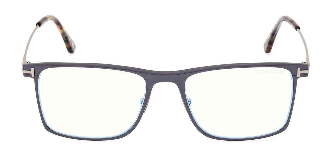 Tom Ford FT5865-B 013 Matte Dark Ruthenium/Blue Block Square Men's Eyeglasses