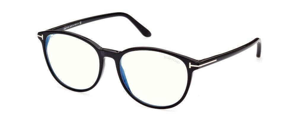 Tom Ford FT5810-B 001 Shiny Black/Blue Block Cat-Eye Men's Eyeglasses