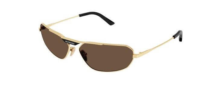 Balenciaga BB0245S 003 Gold/Brown Oval Men's Sunglasses