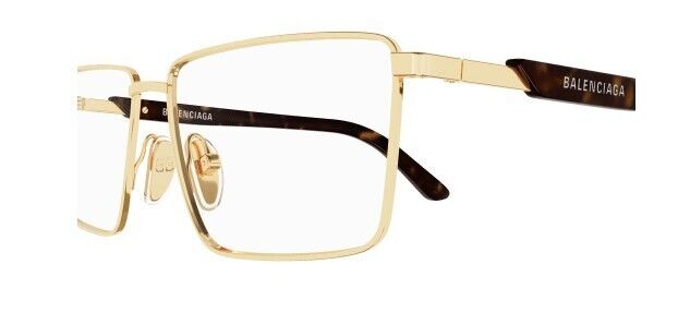 Balenciaga BB0247O 002 Gold-Havana Rectangular Men's Eyeglasses
