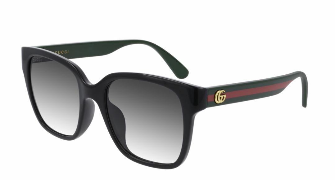 Gucci GG 0715SA 001 Black Green/Gray Gradient Square Women Sunglasses