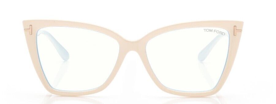 Tom Ford FT5844-B 025 Shiny Ivory/Blue Block Cat-Eye Women's Eyeglasses