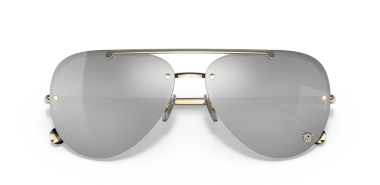 Versace 0VE2231 12526G Pale Gold/Grey Mirrored 60 mm Oval Women's Sunglasses