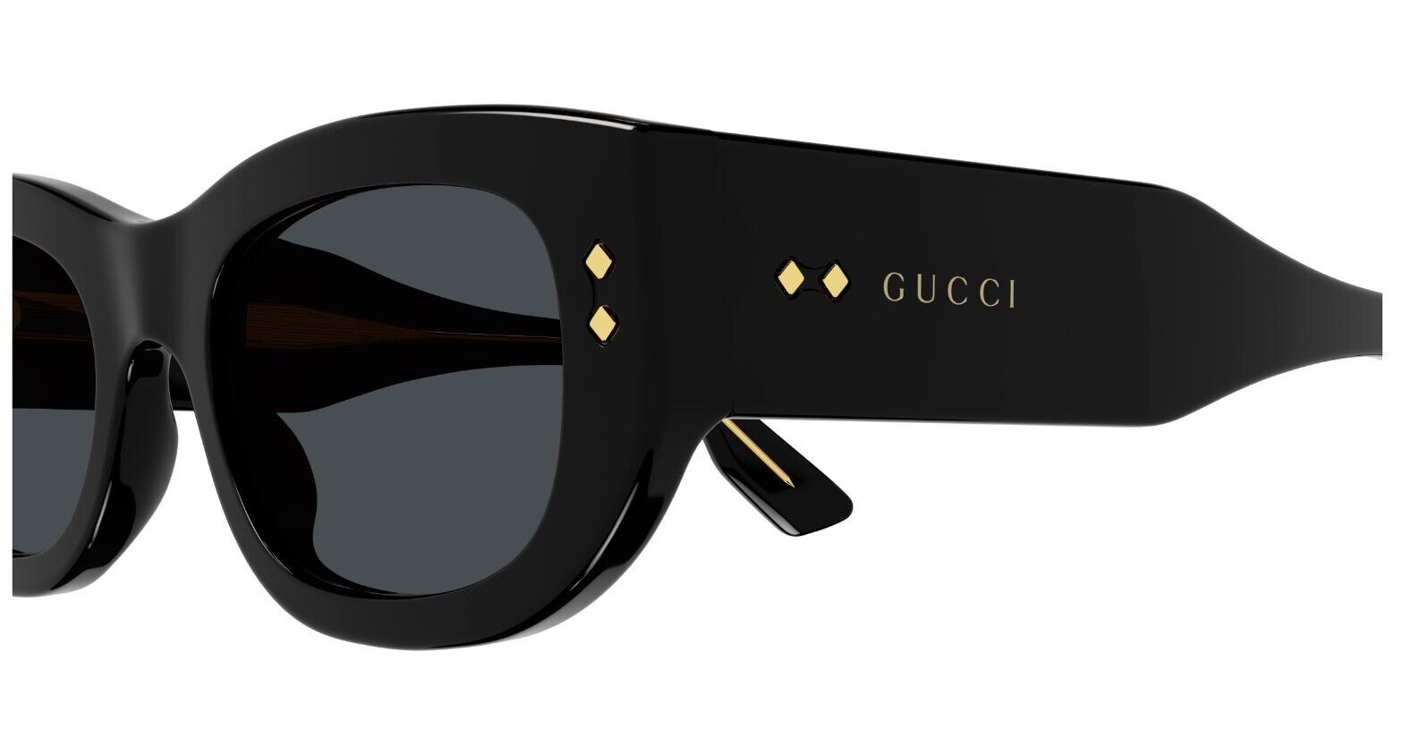 Gucci GG1215S 002 Black/Grey Narrow Rectangular Women's Sunglasses