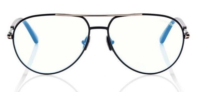 Tom Ford FT5829-B 001 Shiny Black/Blue Block Men's Eyeglasses