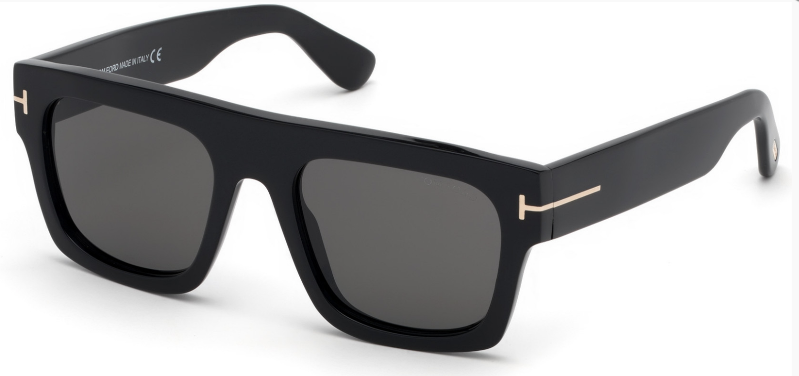 Tom Ford FT0711 Fausto 01A Shiny Black/Smoke Square Unisex Sunglasses