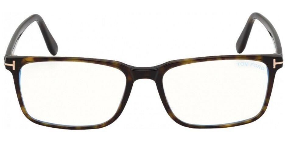 Tom Ford FT5735B 052 Shiny Dark Havana Blue Block Rectangular Men's Eyeglasses