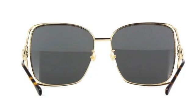 Gucci GG 1020S-002 Gold/Gray Metal Full Rim Oversized Square Women Sunglasses