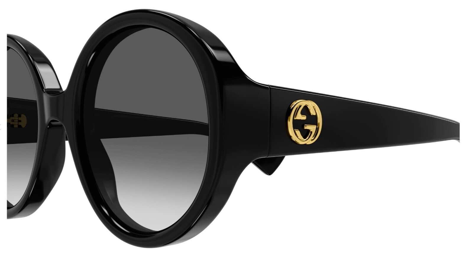 Gucci GG1256S 001 Black/Grey Oversize Round Women's Sunglasses
