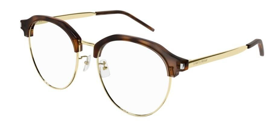 Saint Laurent SL512F 002 Havana/Gold Round Oversized Unisex Eyeglasses