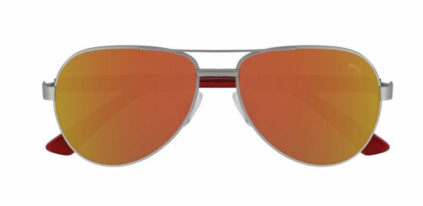 Puma PJ 0027S 010 Silver Burgundy/Red Mirrored  Kids Sunglasses