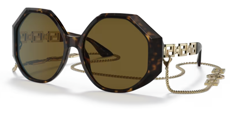 Versace 0VE4395 534673 Havana/ Dark brown Square Women's Sunglasses