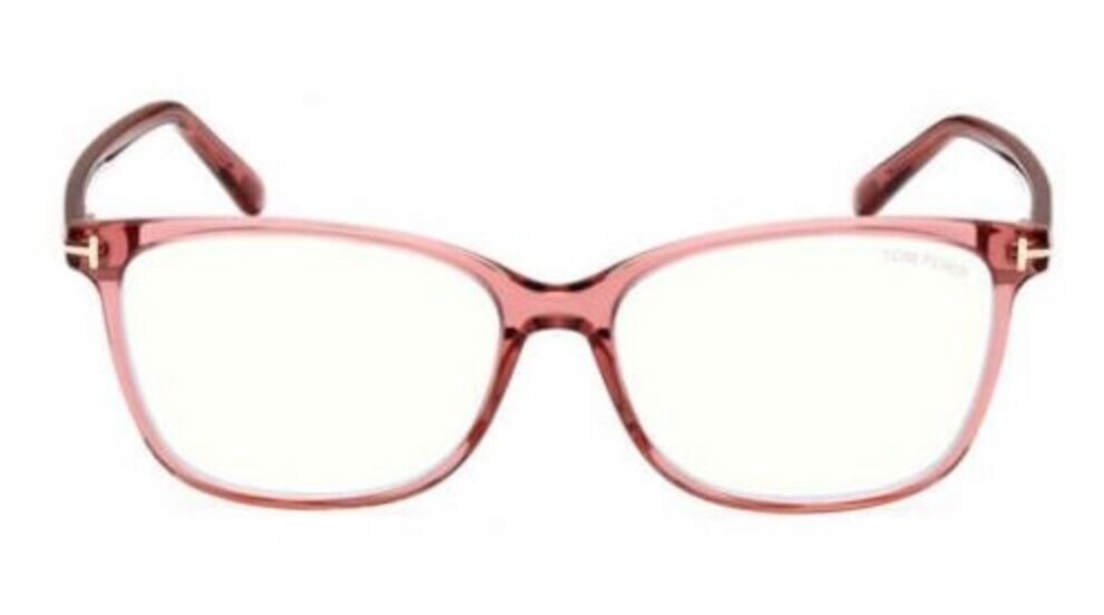 Tom Ford FT5842-B 074 Transparent Pink/Blue Block Square Women's Eyeglasses