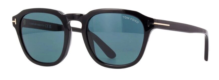 Tom Ford FT0931 Avery 01V Shiny Black/ Dark Teal Round Men's Sunglasses