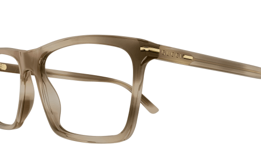Gucci GG1445O 007 Havana Clear Rectangular Men's Eyeglasses