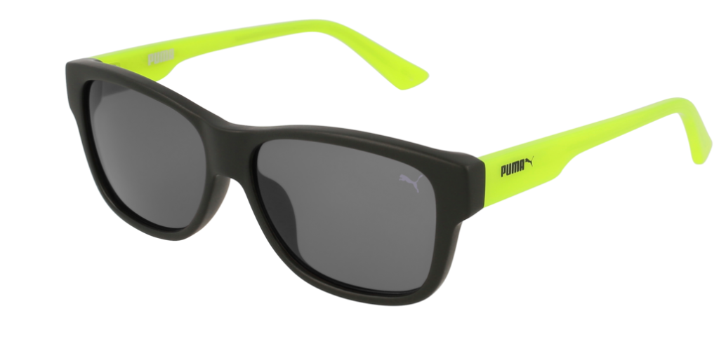 Puma PJ 0004S 005 Black Green/Gray Rectangle Kids Unisex Sunglasses