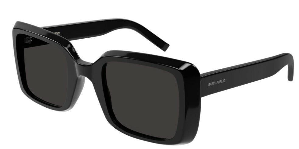 Saint Laurent SL 497-001 Black/Black Oversized Rectangle Women Sunglasses