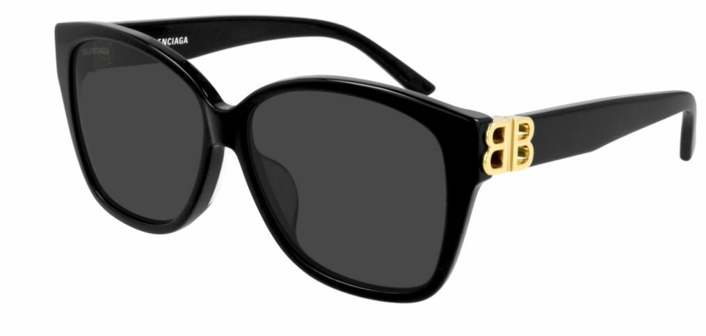 Balenciaga BB 0135SA 001 Black Gold/Gray Oversized Women's Sunglasses