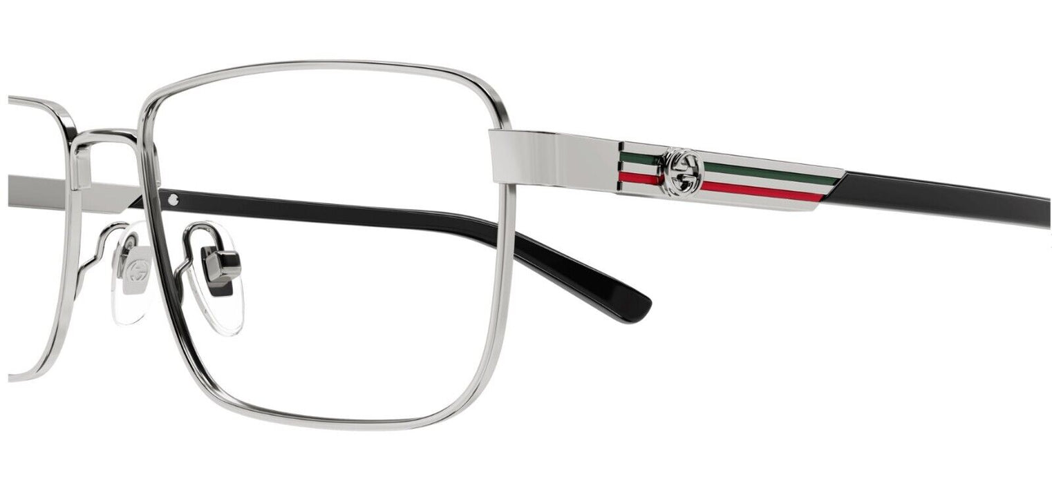 Gucci GG1291O 001 Gunmetal Narrow Rectangular Men's Eyeglasses