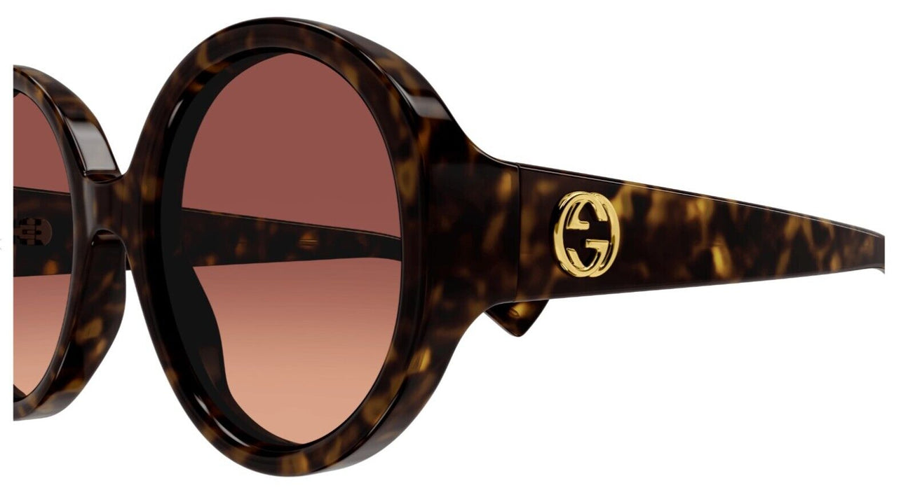 Gucci GG1256S 002 Havana/Red Double Gradient Oversize Round Women's Sunglasses