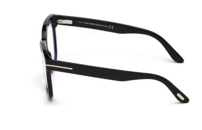 Tom Ford FT5537-B 001 Shiny Black/Blue Block Eyeglasses
