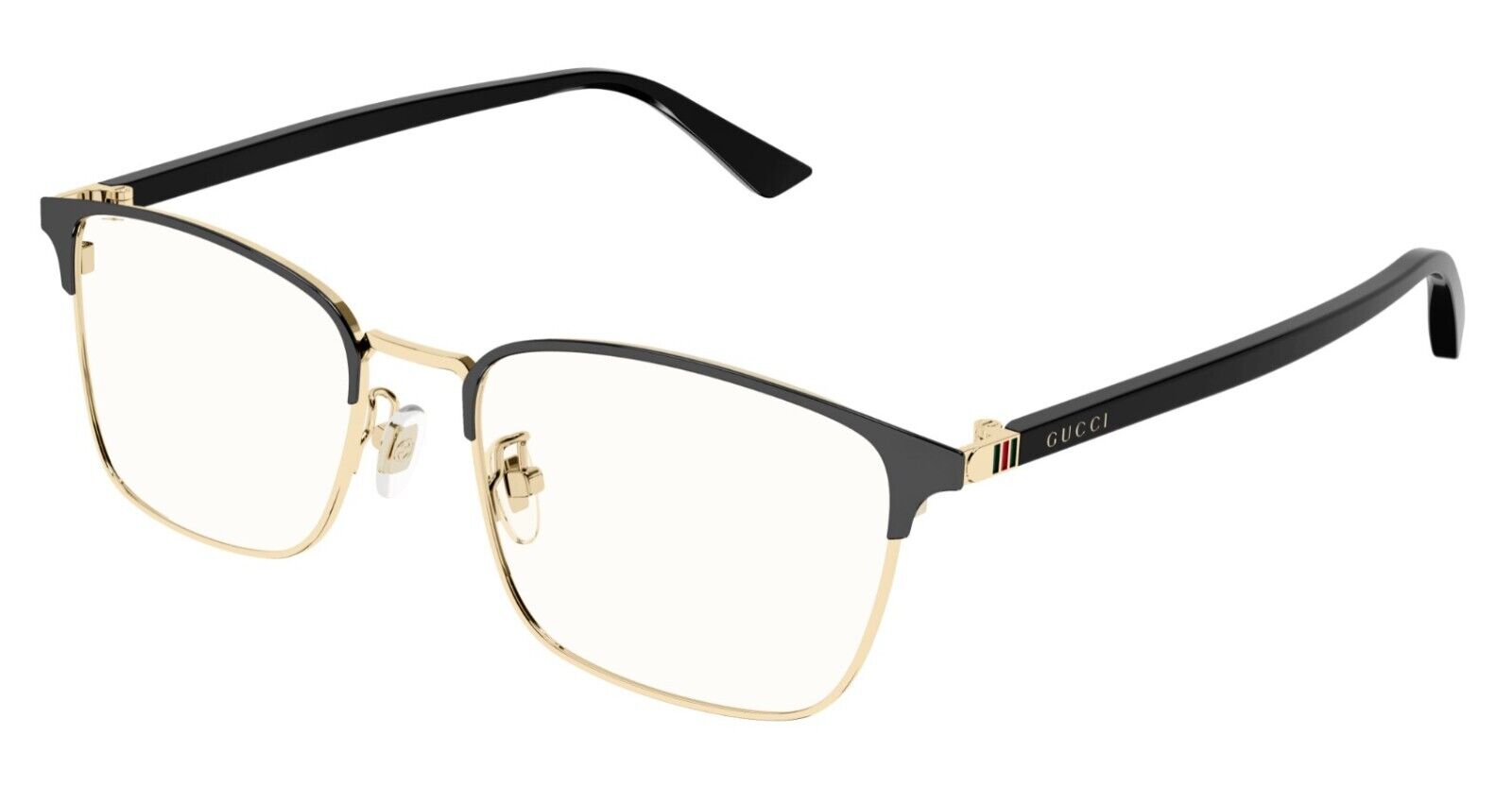 Gucci GG1124OA 001 Black Gold Rectangular Men's Eyeglasses