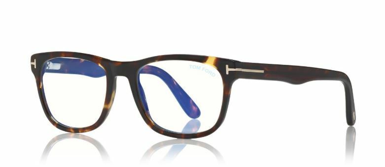Tom Ford FT 5662-B 056 Vintage Havana/Blue Block Men's Eyeglasses