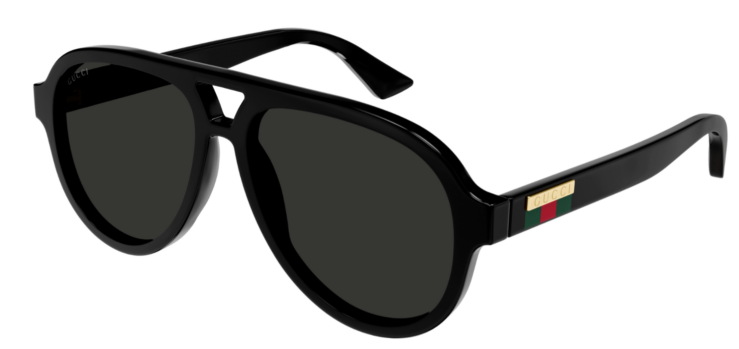 Gucci GG0767S 005 Black/Grey Polarized Oval Oversized Men's Sunglasses