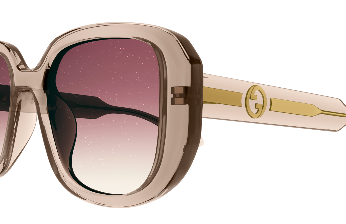 Gucci GG1557SK 006 Beige/Violet Rectangular Oversized Women's Sunglasses
