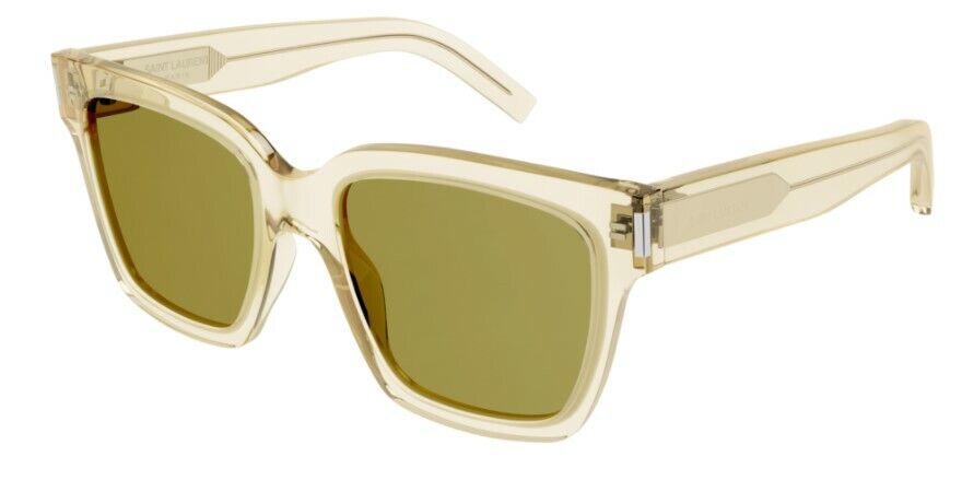 Saint Laurent SL507 005 Transparent Yellow Green Rectangular Unisex Sunglasses